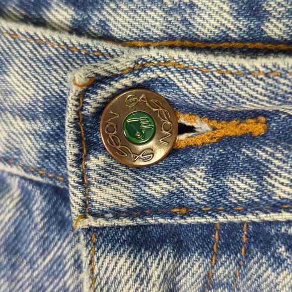 Vintage Sasson Mens Size 32x30 Zip Fly Denim Jeans Blue Distressed Straight Leg - Picture 4 of 8